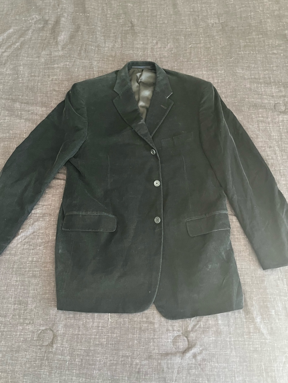 Black Burberry Corduroy Pea Coat
